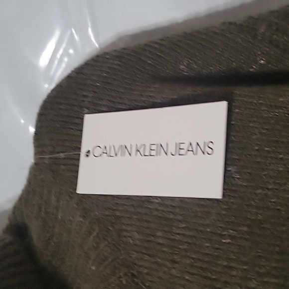 Calvin Klein Jeans Turtleneck Sweater Ribbed Knit Long Sleeve Olive - Picture 3 of 8
